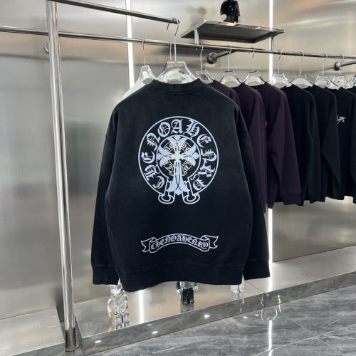Chrome Hearts Fashion Horseshoe Sanskrit Cross Printed Hoodie Unisex Casual Washed Sweatshirt