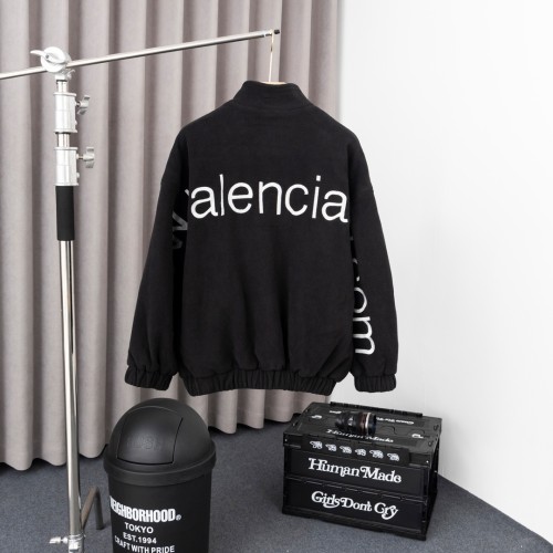 Balenciaga New Fashion Warm Particle Velvet Embroidered Logo Coat