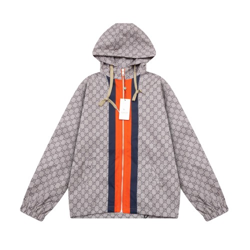 Gucci Classic Full Double GG Splicing Hooded Zipper Jacket