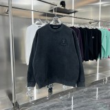 Chrome Hearts Fashion Patch Embroidered Cross Round Neck Hoodie Unisex Casual Washed Sweatshirt