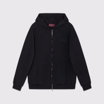 Gucci Unisex Classic Embroidered Logo Zipper Hoodie Coat