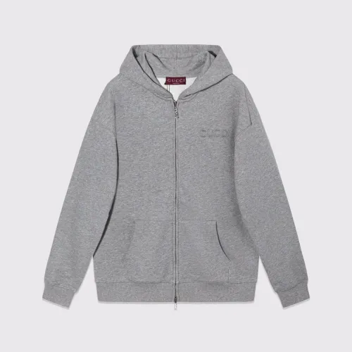 Gucci Unisex Classic Embroidered Logo Zipper Hoodie Coat