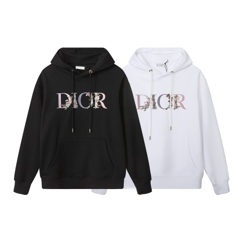 Dior New Embroidered Flower Logo Hoodie Unisex Casual Oversize Sweatshirt