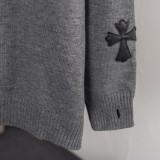 Chrome Hearts Cross Knitted Jacquard Patch Embroidered Round Neck Hoodie Sweater