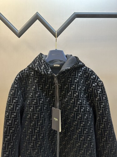 Fendi Unisex Full Fleece Hooded Zipper Jacket