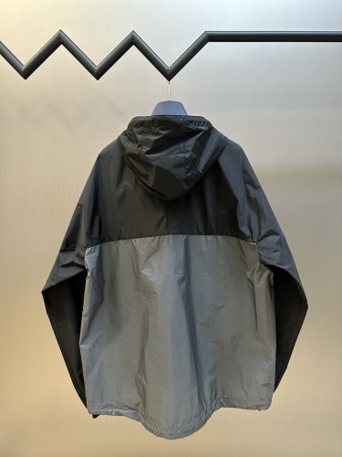 Prada Classic Splicing Hooded Windbreaker Jacket Unisex Casual Versatile Coat