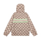 Gucci Classic Full Double G Printed Splicing Hooded Zipper Jacket