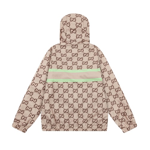 Gucci Classic Full Double G Printed Splicing Hooded Zipper Jacket