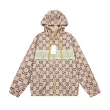 Gucci Classic Full Double G Printed Splicing Hooded Zipper Jacket