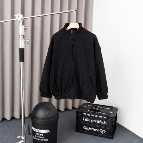 Balenciaga New Fashion Warm Particle Velvet Embroidered Logo Coat