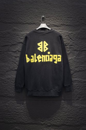 Balenciaga High Street Tape Logo Round Neck Sweatshirt Unisex Casual Oversize Sweatshirt