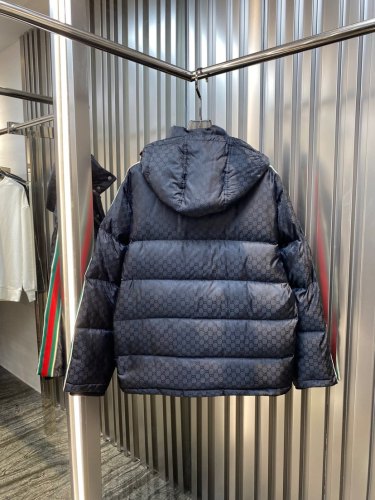 Gucci Unisex Fashion Double G Contrast Splicing Ribbon Down Jacket