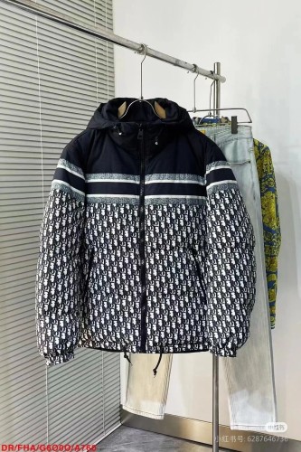 Dior New Classic FullLogo Printed Two Sided Hooded Down Jacket