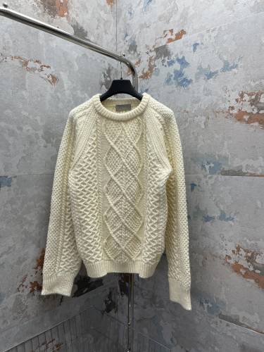 Dior Fashion Ribbed Round Neck Sleeve Side Wool Sweater