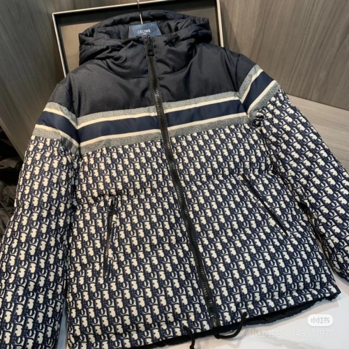 Dior New Classic FullLogo Printed Two Sided Hooded Down Jacket