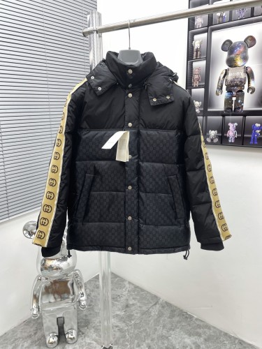 Gucci Unisex New Reflective GG Jacquard Reflective Ribbon Striped Down Jacket