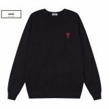 Ami Classic Embroidered Love Versatile Round Neck Sweater