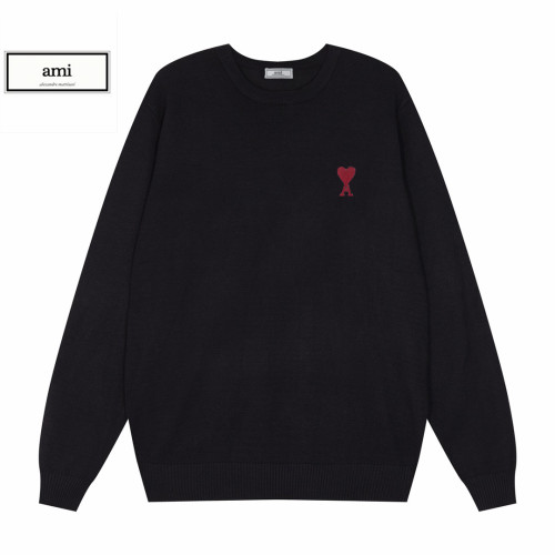 Ami Classic Embroidered Love Versatile Round Neck Sweater