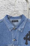 Chrome Hearts Retro Gradient Washed Leather Cross Cowboy Jacket