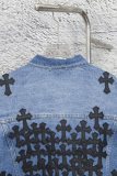 Chrome Hearts Retro Gradient Washed Leather Cross Cowboy Jacket