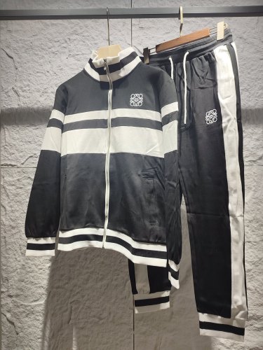 Loewe New Classic Embroidery Logo Stripe Splicing Casual Set