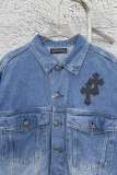 Chrome Hearts Retro Gradient Washed Leather Cross Cowboy Jacket