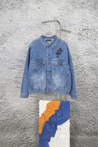 Chrome Hearts Retro Gradient Washed Leather Cross Cowboy Jacket