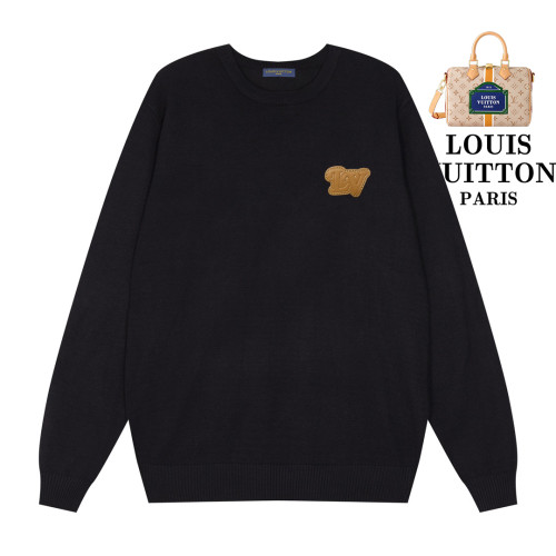 Louis Vuitton Classic Leather Logo Casual Round Neck Sweater
