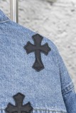 Chrome Hearts Retro Gradient Washed Leather Cross Cowboy Jacket