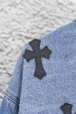 Chrome Hearts Retro Gradient Washed Leather Cross Cowboy Jacket