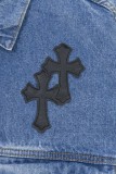 Chrome Hearts Retro Gradient Washed Leather Cross Cowboy Jacket
