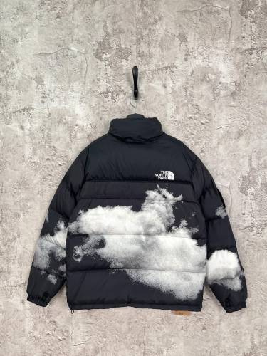 The North Face Couple Tie Dye Printed Logo Zipper Hooded Down Jacket