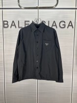 Prada Classic Triangle Logo Nylon Long Sleeve Shirt Jacket