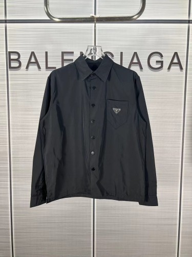 Prada Classic Triangle Logo Nylon Long Sleeve Shirt Jacket