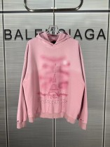 Balenciaga Retro Eiffel Tower Inkjet Graffiti Hand drawn Printed Water Washed Hole Hoodie