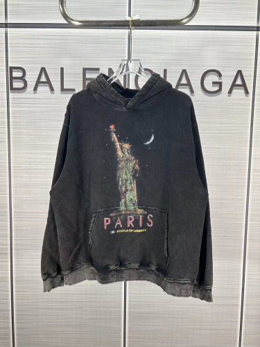 Balenciaga Retro Goddess Printed Washed Sweatshirt Unisex Velvet Hoodie
