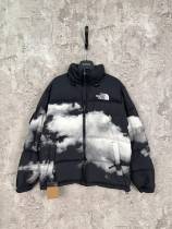 The North Face Couple Tie Dye Printed Logo Zipper Hooded Down Jacket