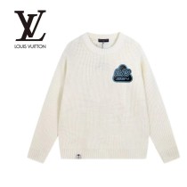 Louis Vuitton Classic Couple Leather Logo Waffle Versatile Sweater