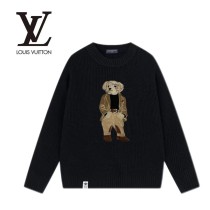 Louis Vuitton Fashion Couple Embroidered Dog Waffle Versatile Sweater
