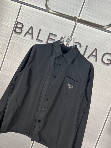 Prada Classic Triangle Logo Nylon Long Sleeve Shirt Jacket