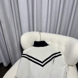 Louis Vuitton High Street Classic Striped Stand up Collar Zipper Woolen Coat