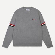 Thom Browne Classic New Embroidered Dog Round Neck Hooded Wool Sweater