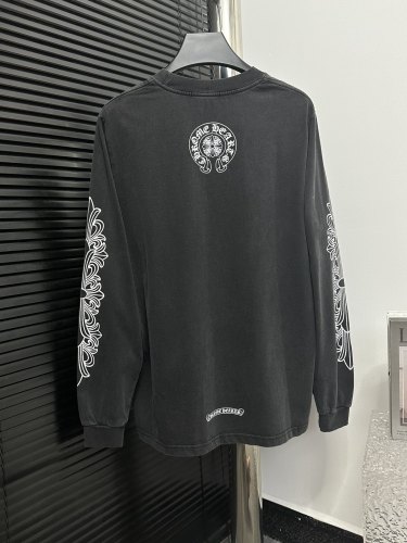 Chrome Hearts Fashion Chest Pocket Printed Round Neck Long Sleeve T-shirt
