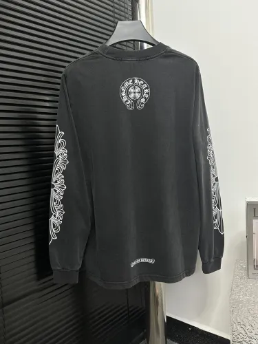 Chrome Hearts Fashion Chest Pocket Printed Round Neck Long Sleeve T-shirt