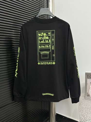 Chrome Hearts Fashion Sanskrit Cross Print Round Neck Long Sleeve T-shirt