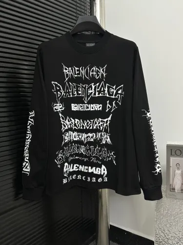 Balenciaga Fashion Sanskrit Letter Printed Round Neck Long Sleeve T-shirt