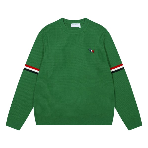 Thom Browne Classic New Embroidered Dog Round Neck Hooded Wool Sweater