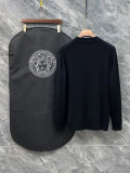 Versace Unisex Versatile Logo Printed Half High Collar Wool Sweater