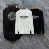 Versace Unisex Versatile Logo Printed Half High Collar Wool Sweater