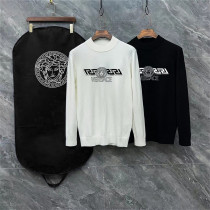 Versace Unisex Versatile Logo Printed Half High Collar Wool Sweater